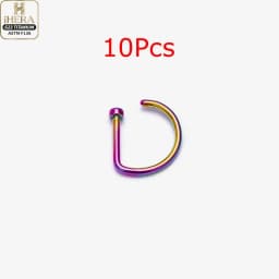 1/10PCS ASTM F136 Titanium Fake Nose Ring Hoop Non Piercing D Shape Nostril Lip Septum Earring Body Jewelry Kit