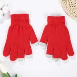 Autumn And Winter Men's Women's Touch Screen Cold-proof Warm Finger Gloves Korean Version All-match Cycling Knitted Wool Gloves