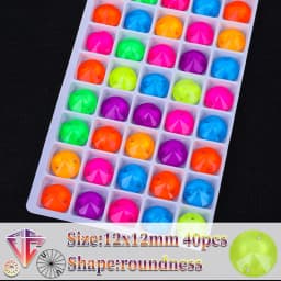 VC Neon Fluorescent Roundness Sew on Rhinestone Roundness Sewing Diamond Glass Diamond Flatback DIY Accessories Wedding