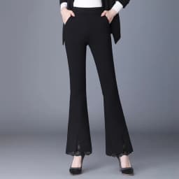 New Office Lady Lace Patchwork White Elastic Waist Casual Pants Summer Solid Women's Versatile Micro Flared Pants Women Clothing