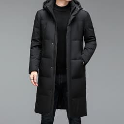 2026 winter long style Men's 90% White Duck Down coat warm Down Jackets hat detachable fashion Men thicken Jacket size M-5XL