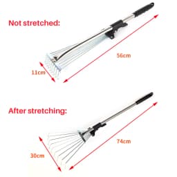 Small Garden Rake Quick Sweep Adjustable Aluminum Alloy Multi Toothed Comfortable To Grip Garden Leaf Rake for Lawn