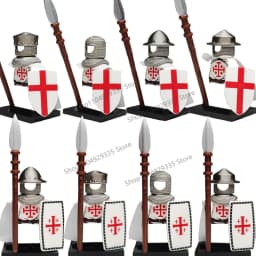 Medieval Military Castle Black Hawk Knight Building Blocks Gothic Cavalry Armor Shield Axe Soldier Figure Accessories Bricks Toy