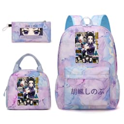 Kochou Shinobu Print School Backpack Set with Lunch Bag Pencil Case for Girls Kids Student Bookbag