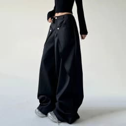 Mens Trousers Stitching Double-Layer Design Casual Pants Streetwear Fashion Grunge Old Money Men Wide-Leg Pants Men'S Wear 2025