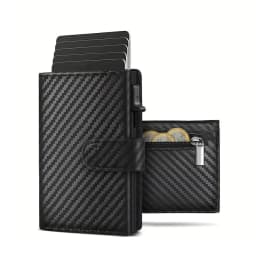 Pop Up Wallet with Coin Compartment RFID Protection Credit Card Holder Wallet for Men
