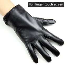 Winter Thick Warm Touch Screen Sheepskin Gloves Men's Leather White Rabbit Fur Lining Outdoor Wind and Cold Finger Gloves