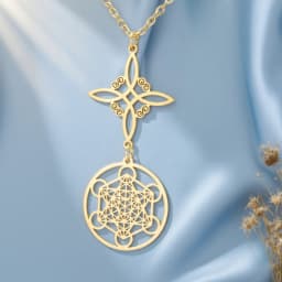 Dawapara Witch Knot and Metatron Pendant Necklace Wicca Good Luck Protection Talisman Stainless Steel Mystical Spiritual Jewelry