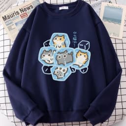 Ice Cat Fun Cartoons Cats Cute Print Sweatshirt Men Women Harajuku Crewneck Hoodie Autumn Prints Sportswear Hip Hop Loose Hoody