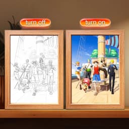 Anime Character One Piece Luffy Zorro Animated Frame LED Light Study Bedroom Christmas Birthday Gift