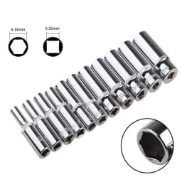 1Pc 1/4'' Hex Socket Adapter 4~14mm Deep Ratchet Wrench Head 50/25mm Length Impact Driver Hand Tools Car Repairing Accessories