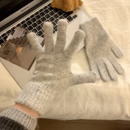 1 Pair Solid Cute Girl Student Winter Thick Knitted Woolen Full Finger Gloves Women Outdoor Cycling Driving Fashion Windproof