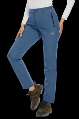 TACVASEN Women's Winter Ski Snow Softshell Fleece Lining Pants Hiking Trekking Mountain Trousers Cargo Warm Work Zipper Pockets