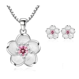 925 Sterling Silver Sakura Dolphin Zircon Elegant Jewelry Set Women's Earrings Necklace High Quality Jewelry