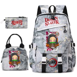 Demon Slayer Anime Backpack Set for Girls Demon Slayer 3Pcs School Bag Lunch Kit Pouch