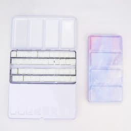 Empty Watercolor Palette Tin Color Mixing Palette Paint Storage Box Iron Paint Tray with Half/Full Pans For Painting