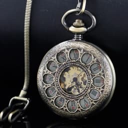 PJX1581 Hollow Automatic Mechanical Pocket Watch Chain Beautiful Fob Watches Men Women Hand-wind Pocket Clock Birthday Gifts