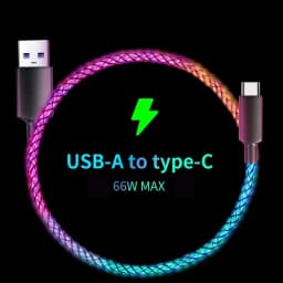 100W Fast Charging RGB Cable Breathing Light 66W Type C USB C Data Cable For Samsung Huawei Macbook 30W Quick Charge For Xiaomi