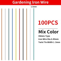 100PCS Gardening Cable Ties Reusable Oblate Iron Wire Twist Tie for Flower Plant Climbing Vines Multifunction Coated Fix Strings