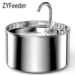 ZYFeeder 2.2L Automatic Cat Water Fountain Square Stainless Steel Bowl Pet Water Feeder Dog Water Fountain Silent(No 5V 1A Plug)