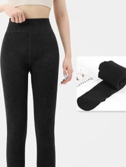 Tossy Warm Fleece Lined Super Thick Warm Leggings Women Winter Spandex Ribbed Slim Pattern Leggins Winter High Waist Basic Pants