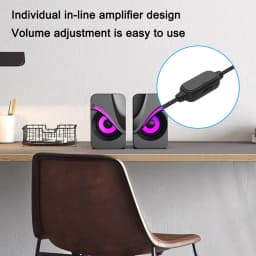 Computer Speakers with RGB Lights Mini Desktop Speaker Wired Volume Control Subwoofer Speaker for PC Computer Laptop