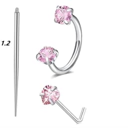 6/2pcs Horseshoe Nose Rings With L-Shape Nose Stud, Stainless Steel Rianbow CZ Nose Ring,, Lip Eyebrow Helix Ear Piercing