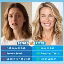 Premium Custom Upper & Lower Full Mouth Silicone Dentures, Lifelike Natural Teeth All-Day Comfort Boost Confidence & Oral Care