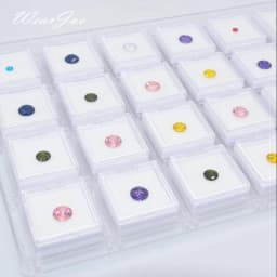 24pcs Gemstone Display Box Gem Stone Collection Organizer Tray with Cover Loose Diamond Jewelry Holder Protection Box Container