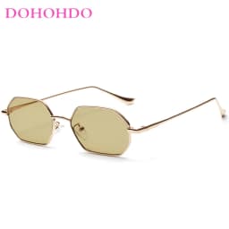 DOHOHDO Retro Metal Small Frame Sunglasses Men Women Vintage Square Black Pink Red Sun Glasses Fashoin Brand Eyeglasses UV400