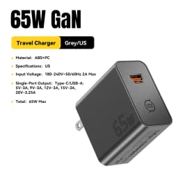ESSAGER 65W GaN Fast Charger PD3.0 PPS QC4.0 Compatible with iPhone 17/16 Samsung MacBook Air Huawei - Compact High-Speed Charge
