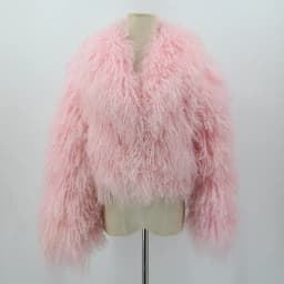PINK JAVA QC23050-2 new arrival real mongolia sheep fur jackets women winter fur coat wholesale hot sale