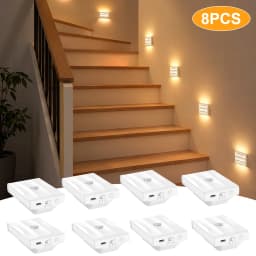 2/4/6/8PCS Rechargeable Motion Sensor Night Light, 3 Modes Adjustable Brightness Magnetic Stick-On LED Lamp 1500mAh Wall Light for Hallway Stair Bedroom Wardrobe