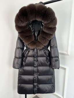 Janveny Thick Glossy Long Puffer Jacket Women Real Fox Fur Hooded 2026 Winter 90% Duck Down Coat Waterproof Female Warm Parkas