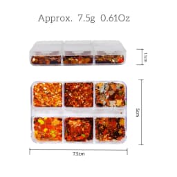 6grids Holographic Red Maple Leaves Nail Glitter Sequins Shiny Mix Laser Gold Hexagon Nail Flakes 3D Maple Leaf Nail Decorations