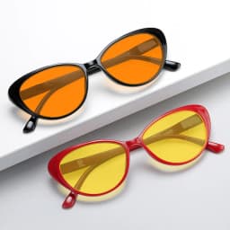 Retro Cat-Eye Night Vision Anti-Blue Light Glasses Red & Orange Lenses Men's & Women's Computer Gaming Protective Eyewear