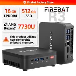 FIREBAT R3 MINI PC AMD Ryzen 5 7430U 6C/12T MAX 4.3GHz 16GB LPDDR4 RAM 512GB SSD WIFI6 BT5.2 Windows 11 Desktop Computer