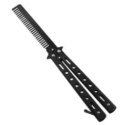 Stainless Steel Foldable Comb Butterfly Knife Beard Moustache Styling Tool for Hairdressing Salon Practice Training