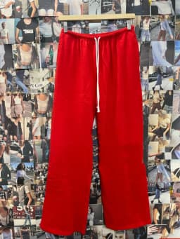 Red Drawstring Elastic Waist Oversized Retro Trouser Woman Casual Wide Leg Pant Loose Y2K Harajuku Sweatpants Cototn Blend