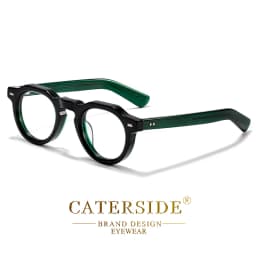CATERSIDE Vintage Round Men Optical Glasses Frame Acetate High Quality Pin Core Thick Frame Glasses Women Decoration Eyeglasses