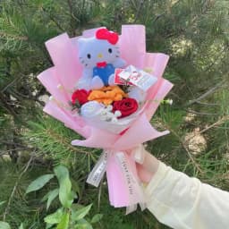 Cartoon Handmade Hello Kitty Plush Small Pendant Keychains Creative Valentine Christmas Graduation Gifts For Girls