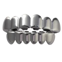 Gold Silver Plated HIP HOP Teeth Grillz Top & Bottom Grills Set With Silicone Real Shiny Vampire Tooth Sets