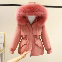 Women's down Cotton Jacket Short Thickened Winter New Style Fleece Lined Parka Korean Version Loose Cotton Coat
