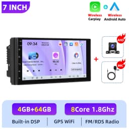 Podofo 2Din 4+64G Android Car Radio Snapdragon 8 Core Universal Car Intelligent System Carplay Android Auto GPS WIFI Mirror Link