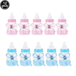 12pcs Feeder Style Candy Bottle for Baby Shower Favors Fillable Mini Bottle Candy Gift for Boy Girl Newborn Baptism Birthday