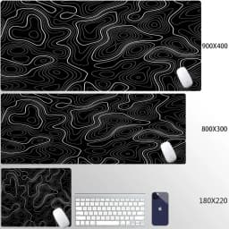 Liquid Mouse Pad Gaming Black And White Contour Lines Printon Demand Large HD Mousepad XXL Playmat Soft Carpet Laptop Mouse Mats