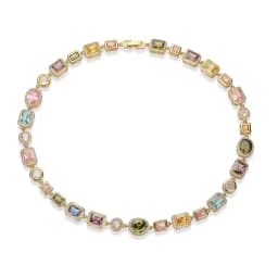 18K Gold Plated Square and Round Multicoloured Semi-Precious Stone Mosaic Design Jewellery Bracelet/Necklace Unisex Jewellery