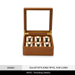 Oirlv Wood Watch Storage Box Delicate Dustproof Glass Cover Watch Box Wristwatch Collection Box Display Storage 6-Gird Watch Box