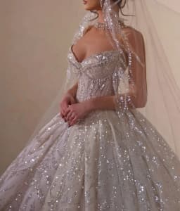 Customized Wedding Dresses Sequins Pearls Lace Bridal Ball Gowns Strapless Sleeveless Princess Bride Dress Vestidos De Novia