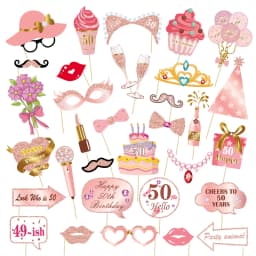33Pcs 16 18 21 30 40 50 60 Year Old Photo Booth Props For Girl Women Adult Birthday Party Photobooth Props Anniversary Supplies